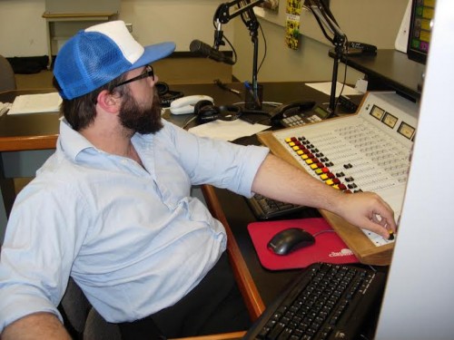 Ian Eiler in the radio station room Photo by: Dr. Evan Wirig