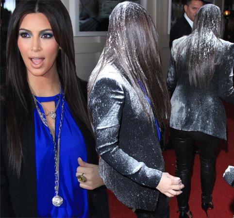Kim Kardashian gets Flour Bombed at her event - Los Angeles