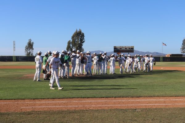Grossmont Baseball Team celebrating a win over Palomar College.