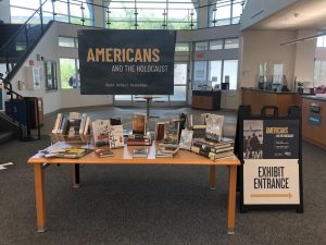 The Holocaust exhibit in front of the library entrance